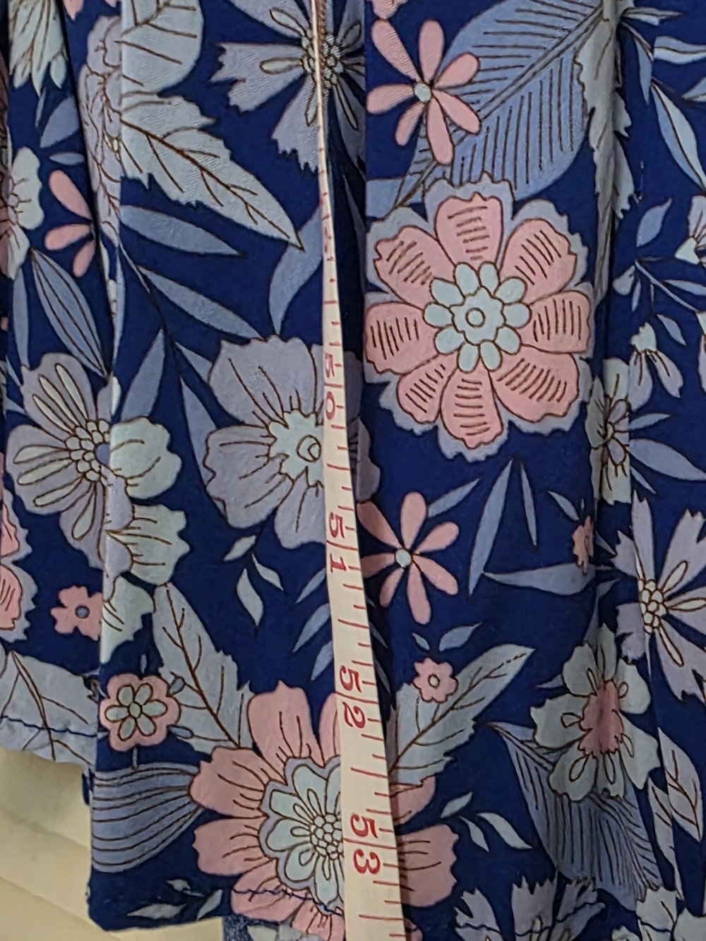 Blue Floral Maxi Dress with Pink Accents - Picture 5 of 10